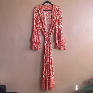 Maaji Red and White Patterned Kimono